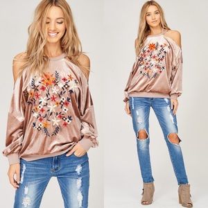 CLEARANCE SALE! Brick Velvet Floral Top ❤️